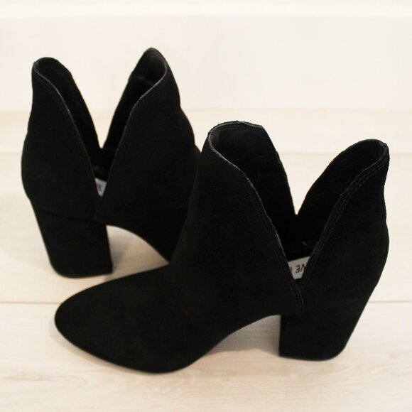 NEW Steve Madden Rookie Black Suede Side Notch Fashion Booties w/ Box, Size 6.5 - Picture 10 of 11